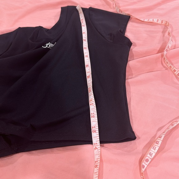 Bombshell Sportswear White Logo Mesh Jersey Side Tie Crop Top Tee Shirt Black - Picture 12 of 12